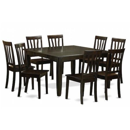 East West Furniture 9 Piece Dining Room Table Setdinette Table With Leaf and 8 Kitchen Chairs PFAN9-CAP-W